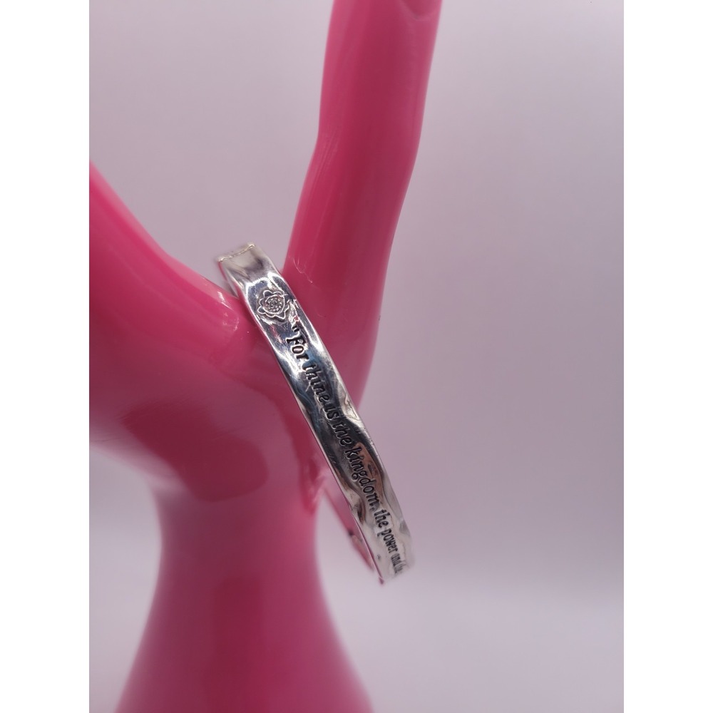 Brighton Silver Tone Hinged Bangle Bracelet Engraved Message Heart Logo Charm